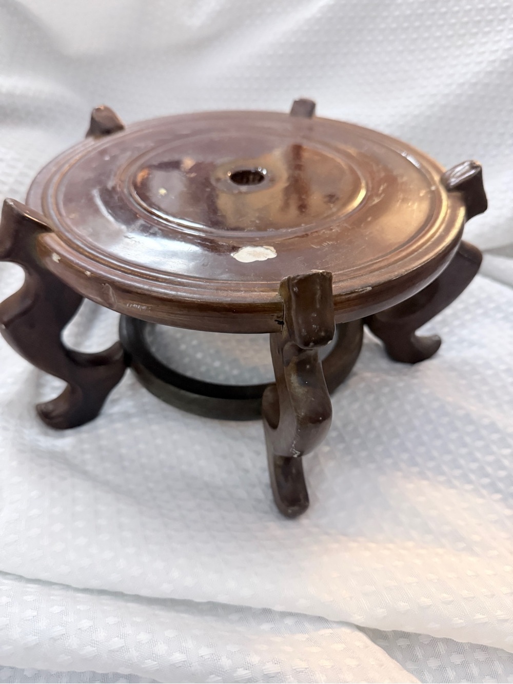 Vintage Chinese Carved Wood Stand – 5-Leg Pedestal Base for Ginger Jars, Vases